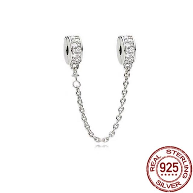 100 %925 Sterling Silver Crown Herbarium Moon &Star Safety Chain Charm Bead Fit Temperament Bracelet Jewelry Gift