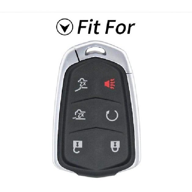 Classic Leather 6 Buttons Car Key Fob Case Cover For Cadillac Escalade 2015-2019