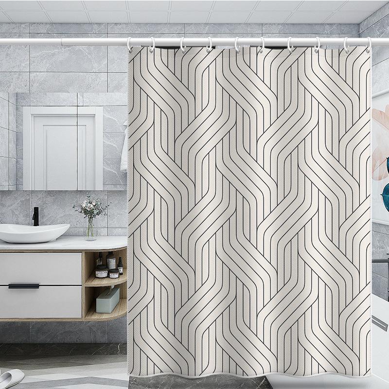 Bathroom Thickened Waterproof Curtain Mildew Proof Shower Curtain Shower Partition Curtain Shower Curtain Bathroom Curtain Free Perforation
