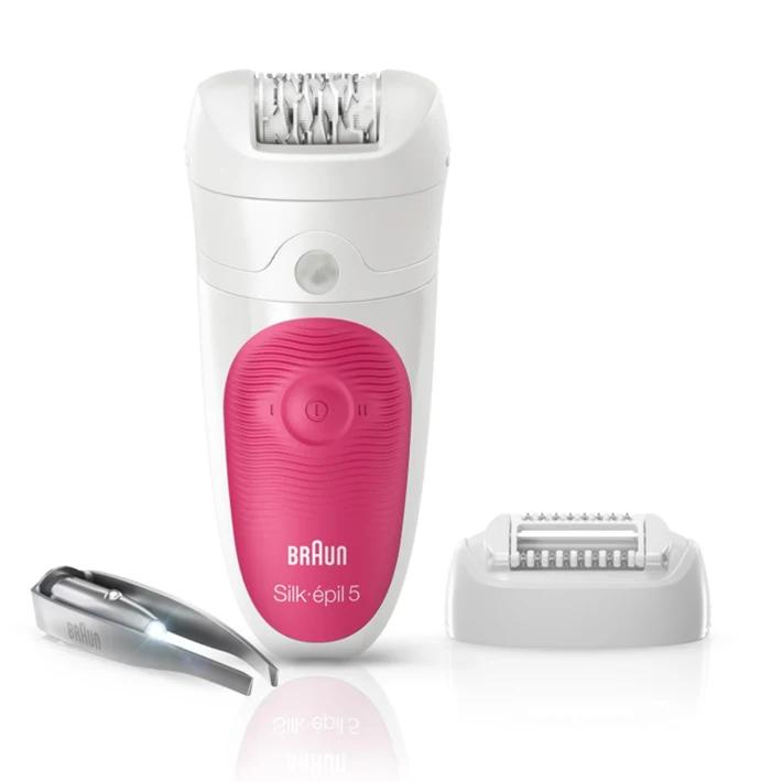 Braun | Epilator | Silk-épil 5 SE5500 | Run time (max) 30 min | Bulb life (flashing) N/A | Number of power levels 1 | Wet & Dry | White/Pink