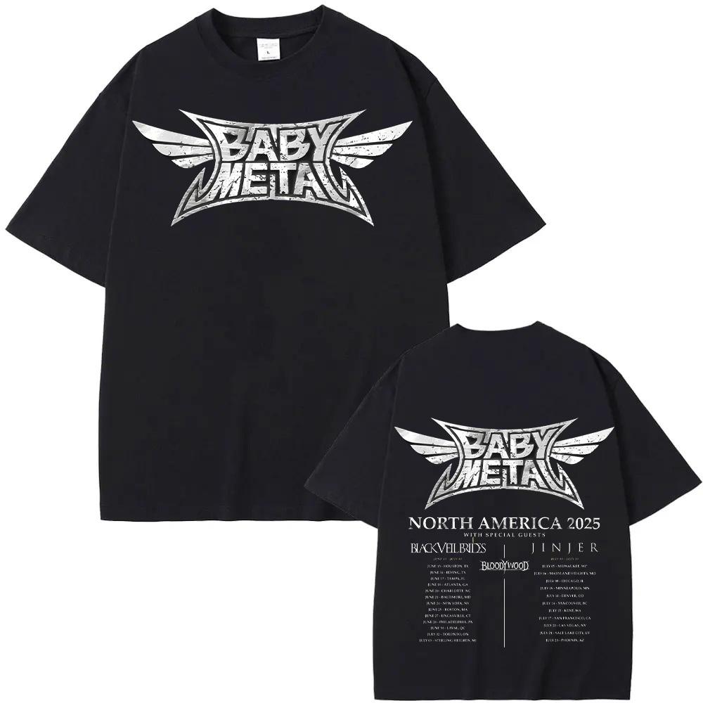 Babymetal North America Tour 2025 T-shirts Vintage Babymetal Japan Metal Rock Band Tshirts Men Women's Pure Cotton Tees Harajuku