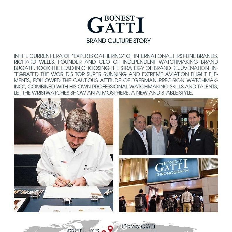 Часы Bonest Gatti Деловые светящиеся в темноте механические часы Водонепроницаемые роскошные часы