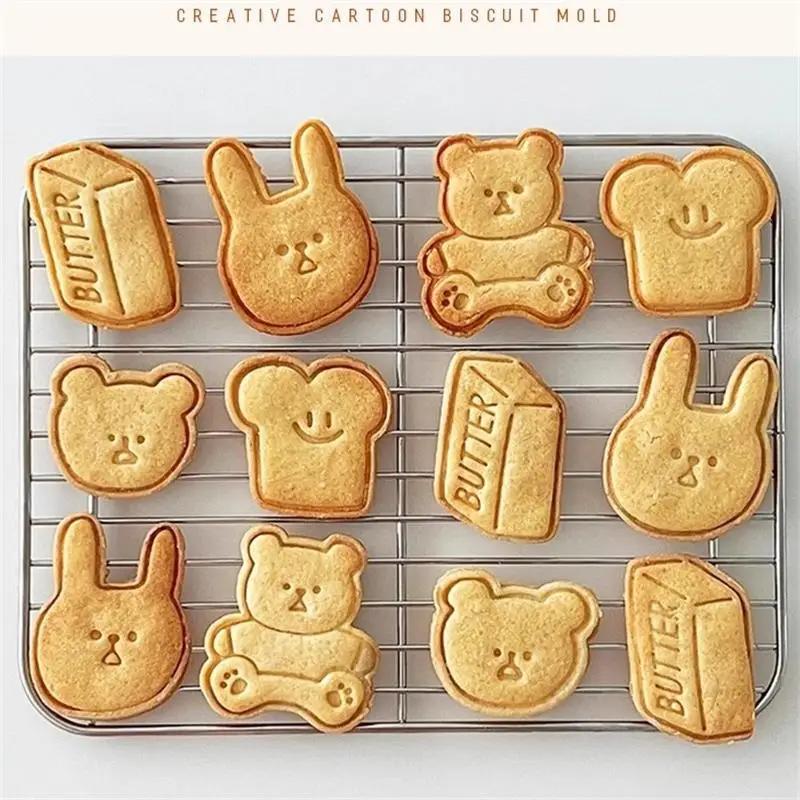 New Jam Sandwich Flowers Cookie Cutter 3D Birthday Biscuit Molds Pressable Fondant Stamp New Year Cakes Decor Baking Supplies