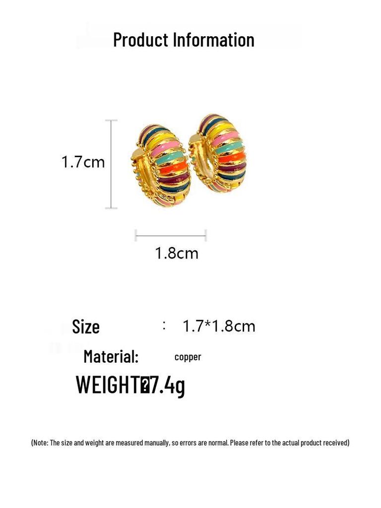 Элегантные ретро серьги-капли с дофаминовым эффектом: Красочные и универсальные клипсы-круги для ушей для роскошного штриха