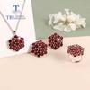 2023 Новый роскошный комплект ювелирных изделий из натурального красного граната, серьги-подвески, кольцо из стерлингового серебра 925 пробы, женские изысканные ювелирные изделия, подарок для мамы на вечеринке