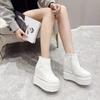 Autumn Womens Ankle Boots Black 14cm Ultra High Heel Zip Platform Bottes Sexy Inner Heigthen Wedges White Black Short Botas