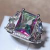 925 штамп готический ослепительный квадратный цирконий женское кольцо многоцветный кристалл обручальное кольцо вечерние ювелирные аксессуары