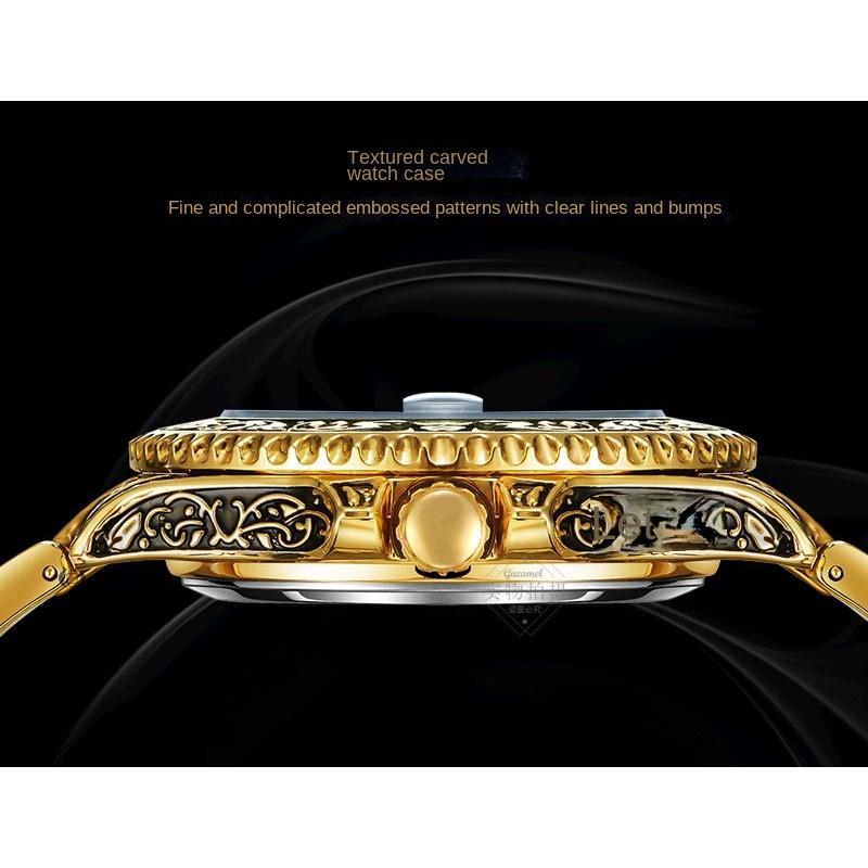 GUCAMEL новый стиль мужские модные полые ретро резные механические часы