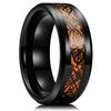 Fashion 8mm Men Stainless Steel Celtic Dragon Rings Inlay Orange Carbon Fiber Rings For Men Women Wedding Band Jewelry