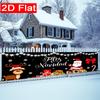 Spanish Christmas Santa Claus & Reindeer Yard Banner, Outdoor Garden Fence Holiday Party Decor