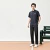 Li-Ning Однотонная дышащая легкая быстросохнущая рубашка с коротким рукавом на пуговицах мужские рубашки темно-синего цвета ASHT469-1