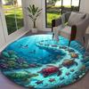 1pc Office Carpet, Calm Turtle Dolphin Marine Chair Rug, Living Room Printed Round Rug, Home Chair Floor Mat