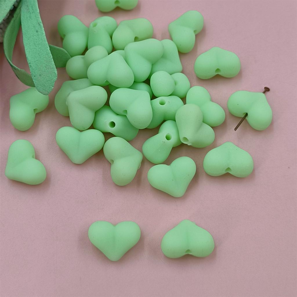 Home Party Supplies DIY Jewelry Accessories 15x11mm 30Pcs Creative Heart Rubber Making Materials Beads 9 Color Mobile Phone Chain Solid Color Fashion