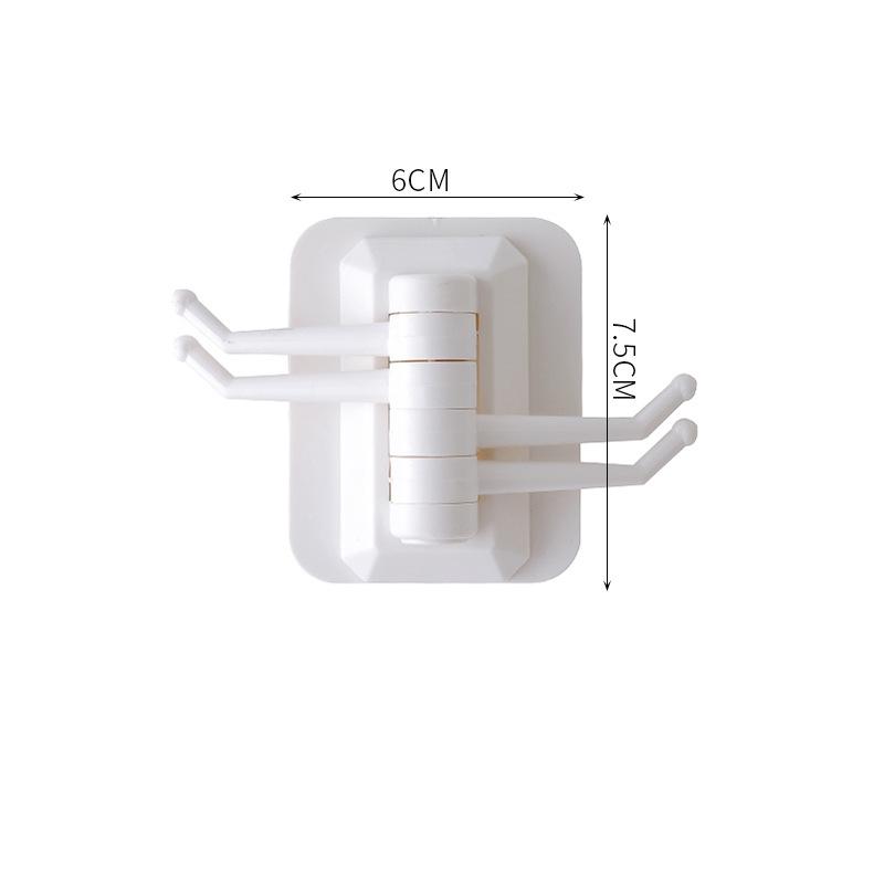 2347-2 Вращающаяся вешалка для полотенец из прочной вискозы с 4 крючками для ванной комнаты, неперфорированный, не оставляющий следов крючок