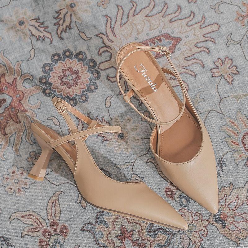 Универсальные сандалии с острым носом, сумка на голове пустая, женские летние новые, на тонком каблуке, с мягкой подошвой, фея, ветер, пряжка на одном ремешке, одинарная обувь, женские