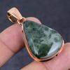 Green Tourmaline Gemstone Copper Jewelry Pendant 2.01"