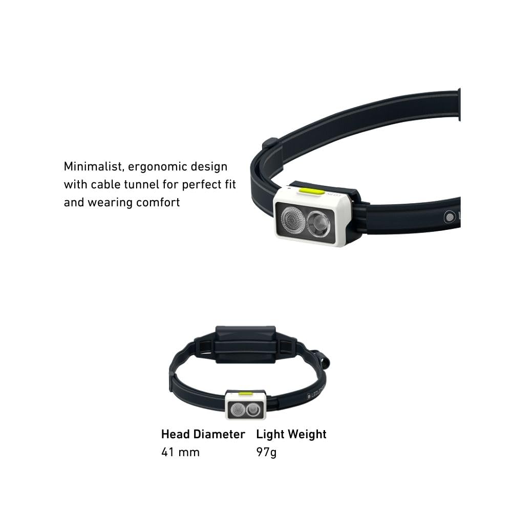 Налобный светодиодный фонарь Ledlenser NEO3, работающий от батареек, легкий 97 г, компактный, для улицы, для бега, белый/лаймовый, 502719, японский, маленький, белый/лаймовый [Оригинал]