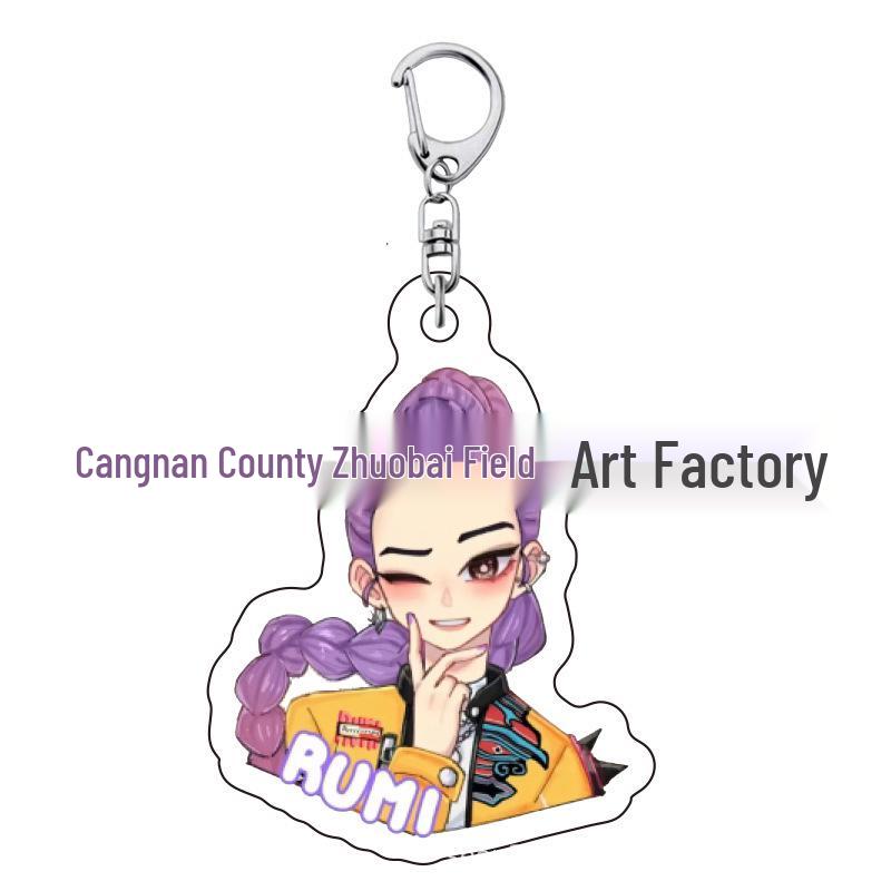 K-pop Брелок для ключей с женской группой «Охотники на демонов»: Милый акриловый брелок для школьной сумки Lumi, Zoe, Mira & Qin Yu