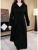 Luxurious Velvet Embroidered Dress for Middle-Aged Women - Autumn/Winter Collection