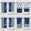 Nautical Themed 100% Blackout Curtains Multiple Designs Navy Style Curtains For Bedroom Living Room Decor Grommet Window Drapes