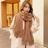 Multi-purpose Imitation Cashmere Scarf Brushed Solid Color Thickened Scarf Long Scarf Winter Cashmere Tassel Shawl Shoulder Girl