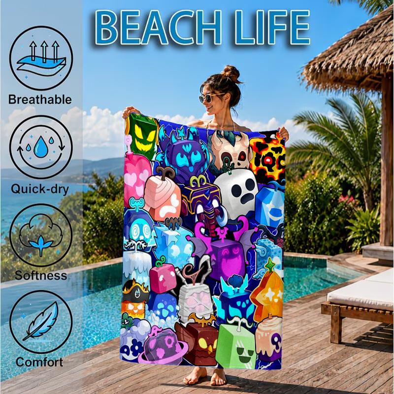 Colorful Cube Creatures Beach Towel, Microfiber Beach Towel, Perfect For Pool, Beach, Travel, Home Decor Beach Party Fan gifts