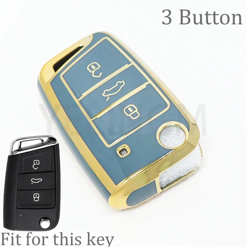 Чехол-накладка из ТПУ для ключа-брелока автомобиля, полная защита для VW Volkswagen Golf 7 MK7 Tiguan MK2 для SEAT Ateca Leon FR 2 Ibiza для Skoda Octavia
