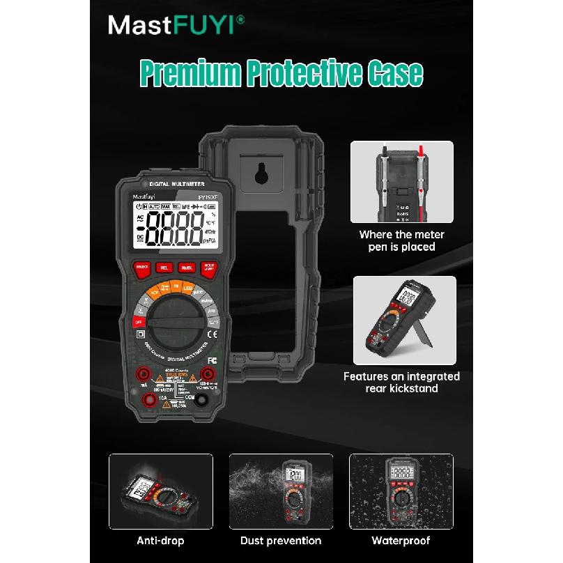 MASTFUYI Smart Digital Multimeter 6000 Counts True RMS Professional Tester Ohm Frequency Capacitance Measurement NCV Detection