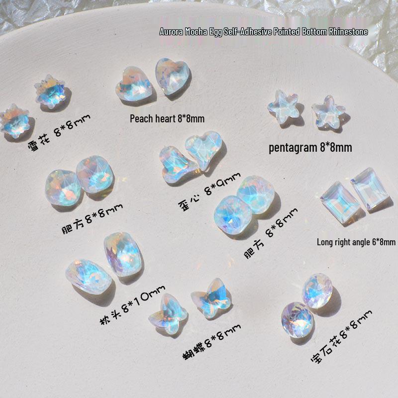 Нейл-арт Мокко Аврора: 3D Блестящие Хрустальные Украшения для Потрясающего Синего Светового Декора