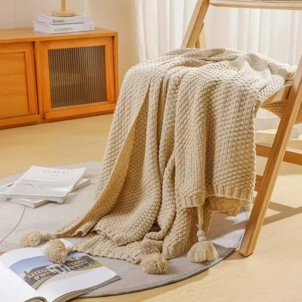 Handmade Nap Blanket with Tassel Throw Blanket Fashion Sofa Blanket  Bed