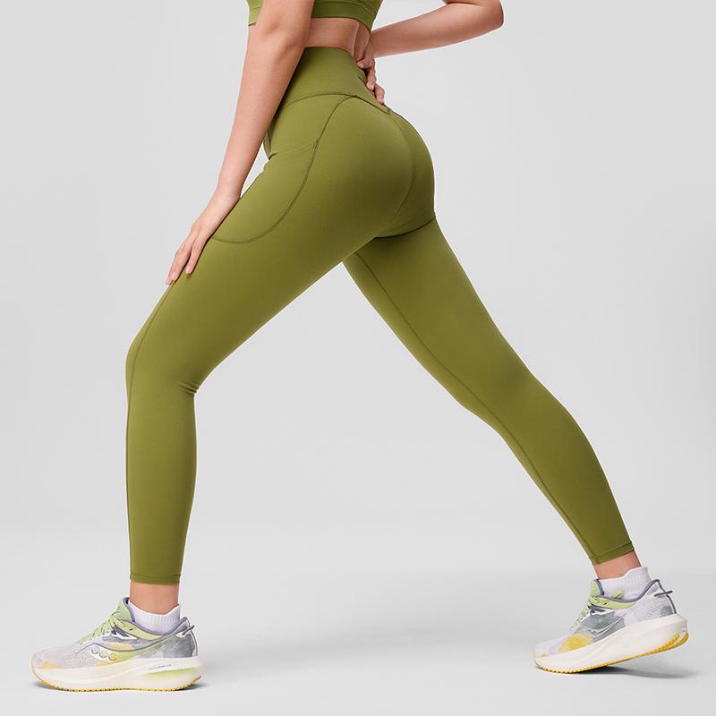 SAUCONY Однотонные леггинсы для фитнеса прямого кроя Женские леггинсы Светло-желтый Армейский зеленый SC1230002DY-GE69