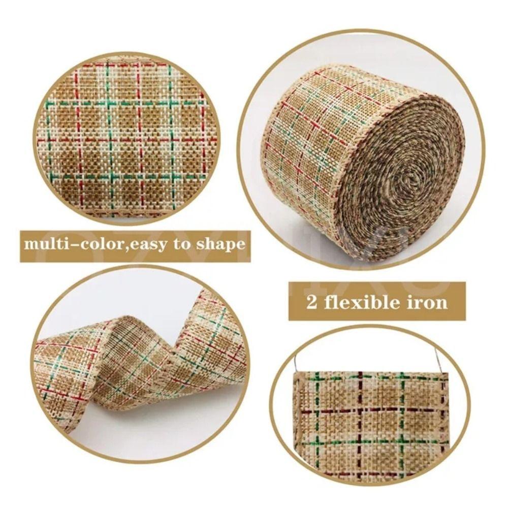 Red Black Lattice Linen Ribbon Imitation Linen Lattice Ribbon Christmas Plaid Ribbon Gift Wrapping
