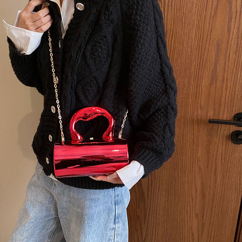 Золотистый цилиндрический вечерний клатч для женщин, свадебная званая вечеринка, сумка через плечо, роскошные дизайнерские кошельки и сумки