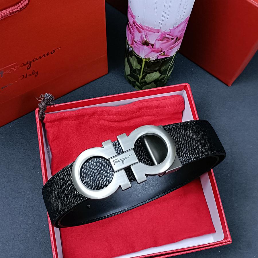 Salvatore Ferragamo 3.3cm Men's Belt Luxury Brand Designer Belt Suit Jeans Formal Brand Toothpick Pattern