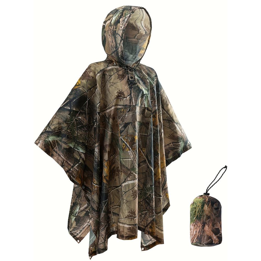 Водонепроницаемый дождевик с капюшоном и узором из листьев, мужское дышащее пончо для активного отдыха