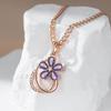 Purple Zircon Flower Large Golden Pendant Women Luxury Necklace Thick Chain Vintage Jewelry Fashion Accessories