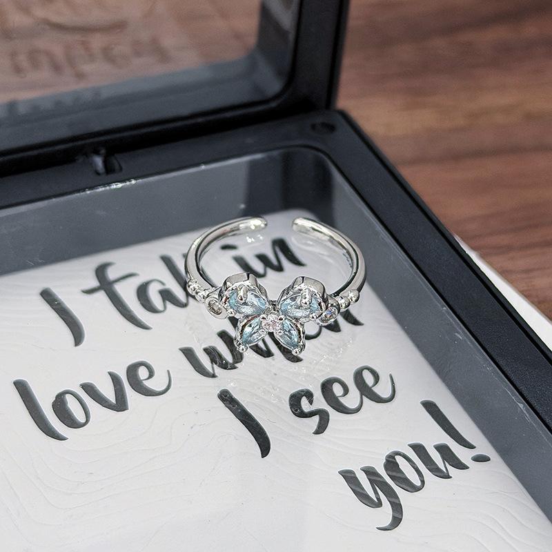 Девушка-комьютерщица Милая Девочка Сказочный Свет Роскошь Бабочка Полный Алмаз Zir*****Ручка Кольцо Нишевое Премиум Ощущение Кольцо-Стек