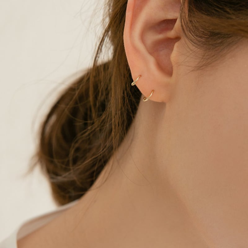 LUNNE 14k Ежедневные серьги-кольца с застежкой-щелчком (14-каратное золото) #ER01