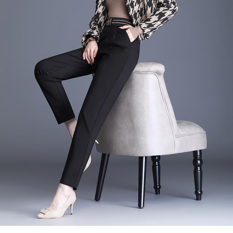 Осень-зима, новый корейский стиль, женские модные брюки с высокой талией для отдыха в стиле Харадзюку, свободные теплые прямые брюки, уличные брюки