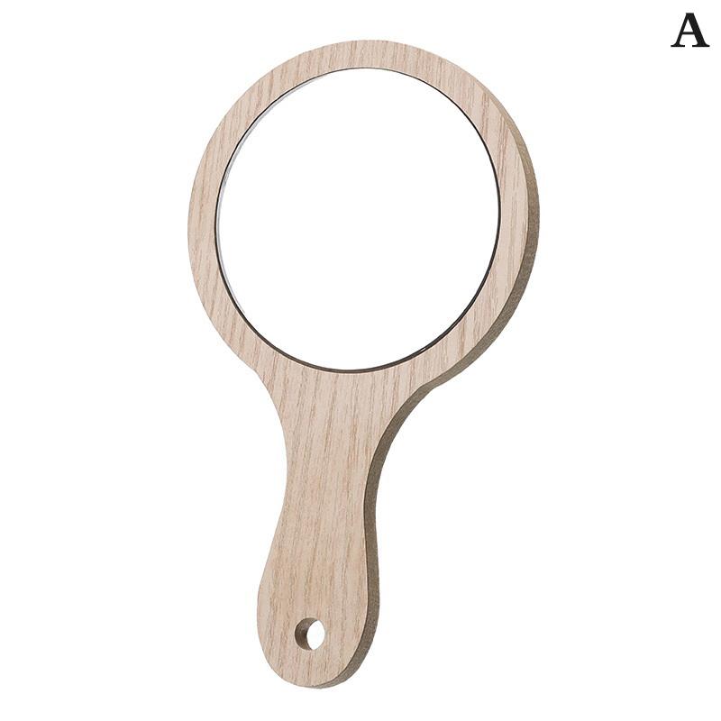 Маленькое портативное деревянное зеркало для макияжа, круглое косметическое зеркало, карманное зеркало