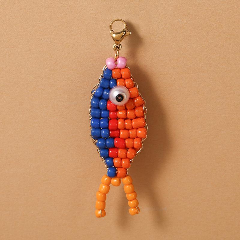 European Style Beaded Fish Keychain - Colorful, Handmade, Trendy Accessory for Car Keys