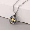 2025 Jewelry Hexagram Star Necklace Men's Fashion Simple Round Compass Pendant Jewelry