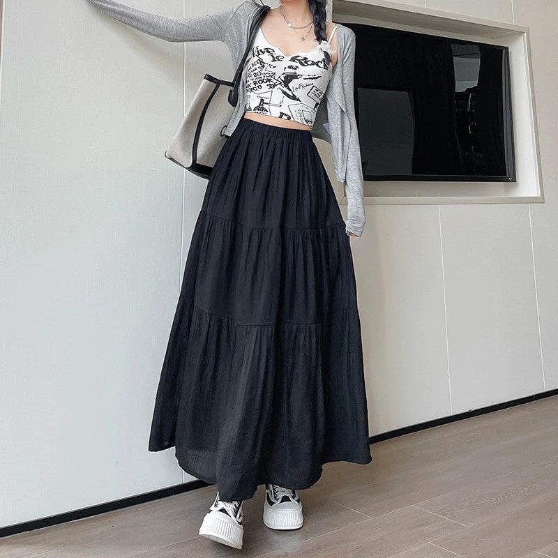 Весна и Лето Новая Юбка А-силуэта с высокой талией, нежная драпировка, юбка-маленький торт