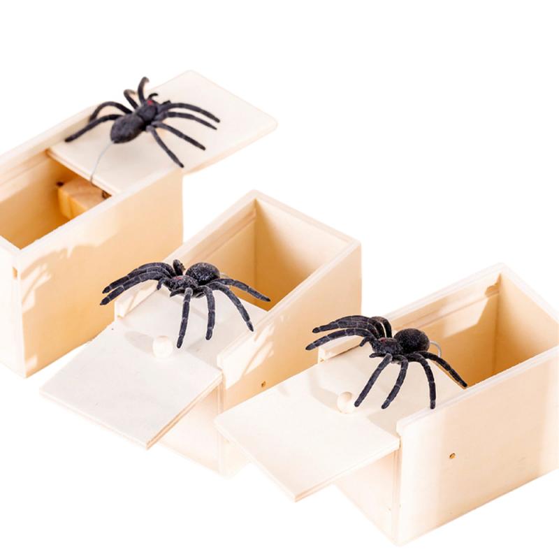 Trick Spider Смешная пугающая коробка Деревянная скрытая коробка Качественная шутка Деревянная пугающая коробка Веселая игра розыгрыш Трюк друг Офисные игрушки