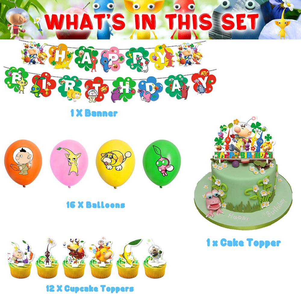 Pikmin Party Supplies Video Game Birthday Includes Banner Cake Topper Balloons