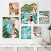 Morocco Woman Travel Wall Art Canvas Swimming Pool Tropical Leaf Nordic Posters And Prints Wall Pictures For Living Room Decor