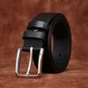 Мужской модный простой и универсальный ремень из нержавеющей стали, мужской кожаный ремень с пряжкой из коровьей кожи первого слоя, деловой ремень для отдыха высокого класса