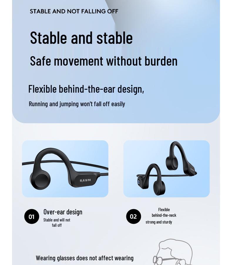 Беспроводные Bluetooth-наушники Shangying с костной проводимостью, открытого типа, водонепроницаемые - True Wireless, с шумоподавлением, идеально подходят для бега и фитнеса.