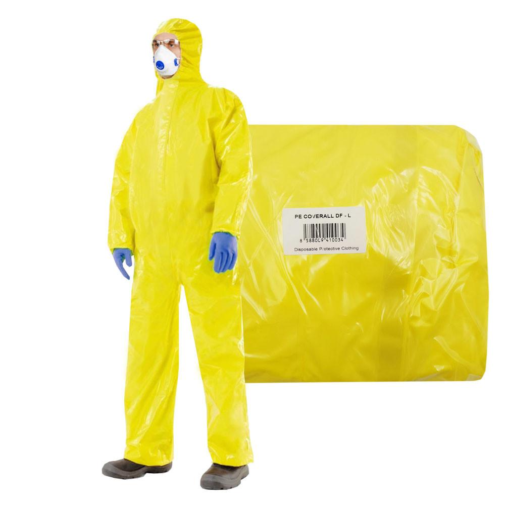Chemical Protective Suit Yellow Pe Coverall Df 3000 Type 3 4 5 6