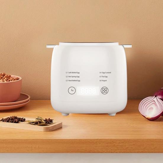 6-in-1 Rapid Egg Cooker Touch Screen Design Timer Auto Shut-off Sound Reminder Compact Size Portable Custard Yogurt Electric Egg Maker